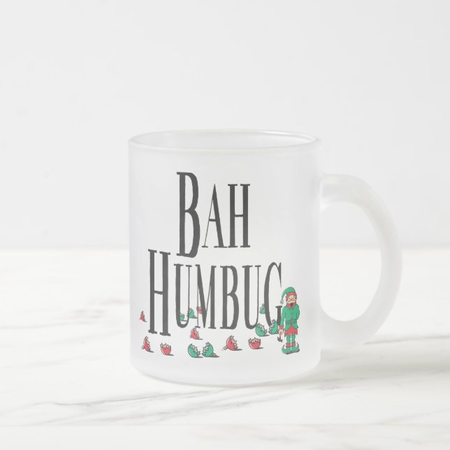Bah Bumbug Frosted Glass Coffee Mug (Right)