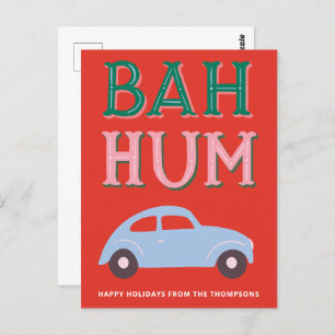 Bah Hum Bug Illustrated Holiday Postcard