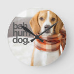 &quot;bah Hum Dog&quot; Beagle Round Clock at Zazzle