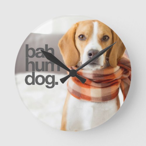 Bah Hum Dog Beagle Round Clock