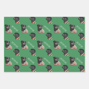 Bah Hum Pug Christmas Wrapping Paper - 3 Sheets