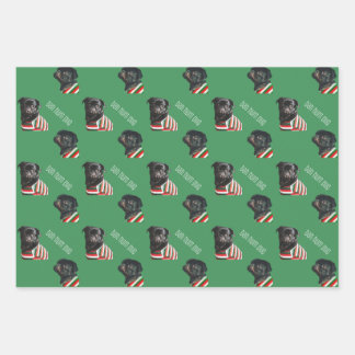 Bah Hum Pug Christmas Wrapping Paper - 3 Sheets