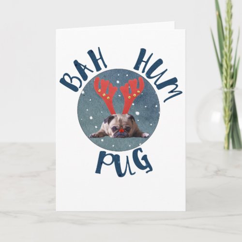 Bah Hum Pug Holiday Card