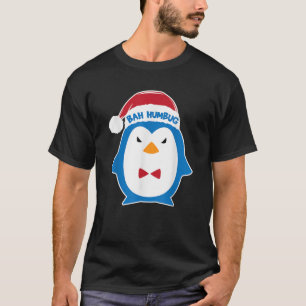 Bah Humbug Angry Penguin Santa Hat Xmas Hate Grump T-Shirt