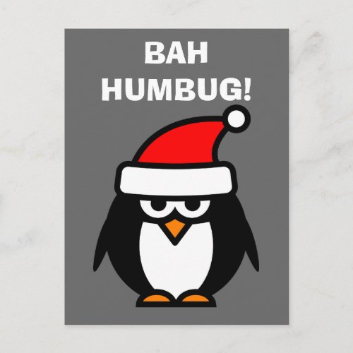 Bah Humbug anti Christmas penguin cartoon postcard