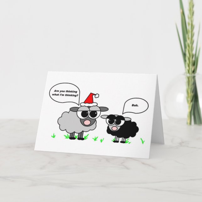 Bah Humbug - Black and Gray Sheep Holiday Card (Front)