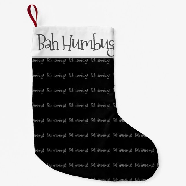 Bah humbug black and white Christmas stocking (Front)