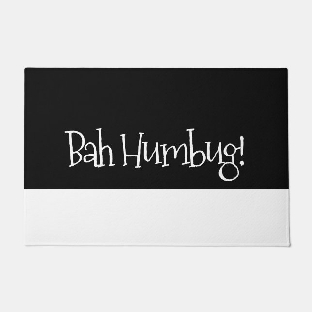 Bah humbug black and white doormat (Front)
