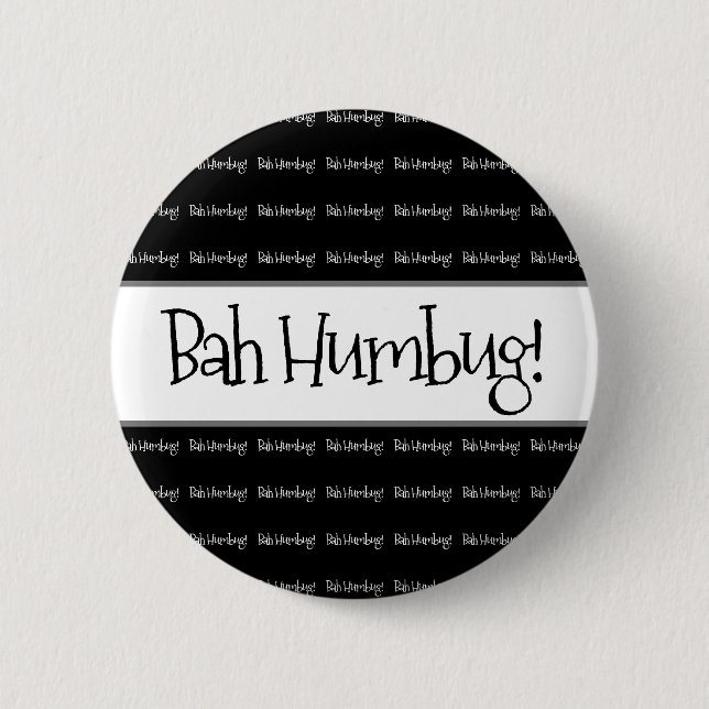 Bah humbug black christmas  button (Front)