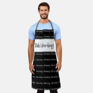 Bah humbug black christmas men's apron