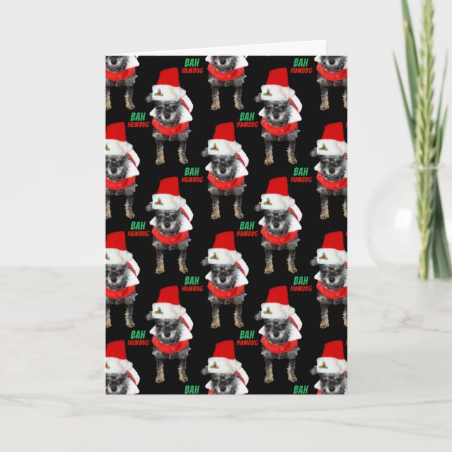 Bah Humbug Christmas Dog Pattern Card (Front)