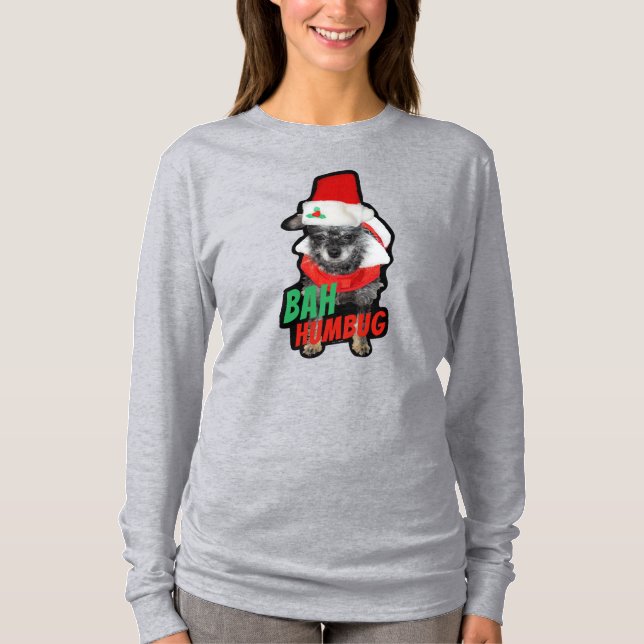 Bah Humbug Christmas Dog T-Shirt (Front)