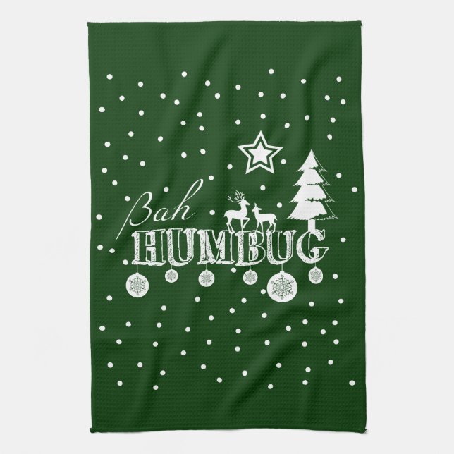Bah Humbug, Christmas Kitchen Towel (Vertical)