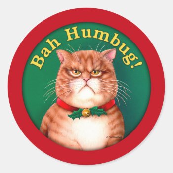 Bah Humbug Classic Round Sticker by gailgastfield at Zazzle