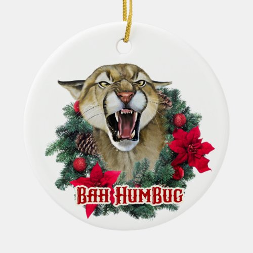Bah Humbug Cougar Ceramic Ornament