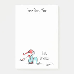 Bah Humbug Cute Grouchy Christmas Elf Hand-Drawn Post-it Notes