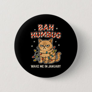 Bah Humbug Funny Bad Cat Christmas Hater Kitten Lo Button