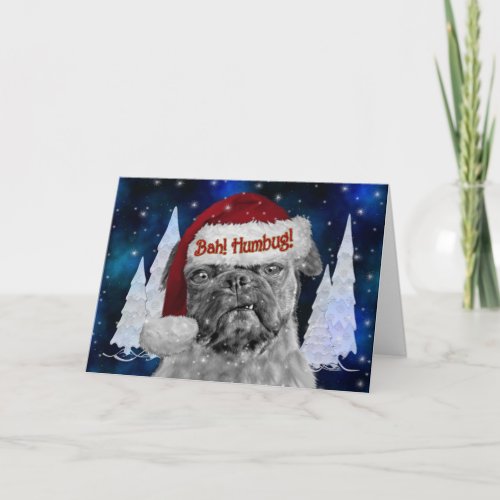 Bah Humbug Funny Pug Dog Holiday Card