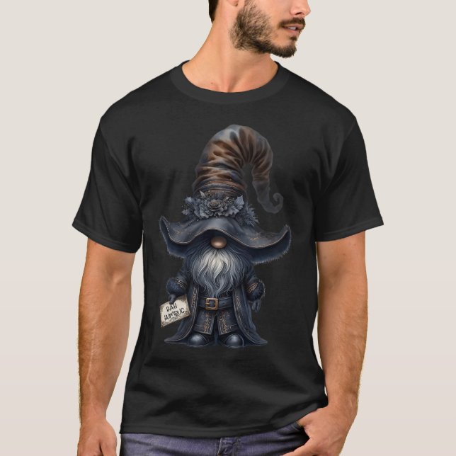 Bah Humbug Gnome In Dark Santa Outfit Funny Anti C T-Shirt (Front)