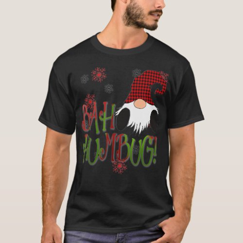 Bah Humbug Gnome Red Plaid Grumpy Holiday Christma T_Shirt