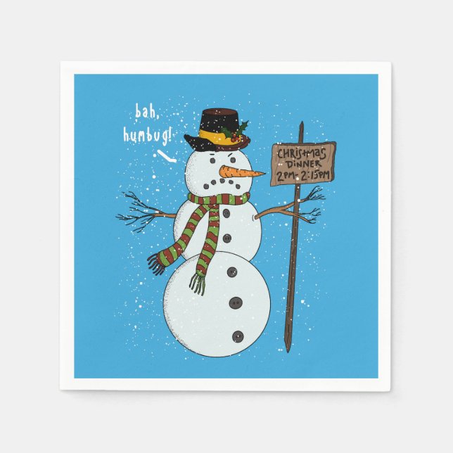 Bah Humbug Grumpy Christmas Snowman Introvert Napkins (Front)