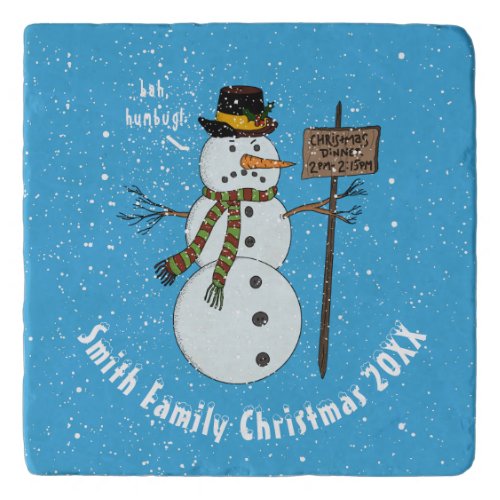Bah Humbug Grumpy Christmas Snowman Introvert Trivet
