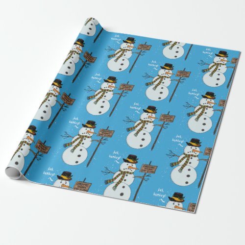 Bah Humbug Grumpy Christmas Snowman Introvert Wrapping Paper
