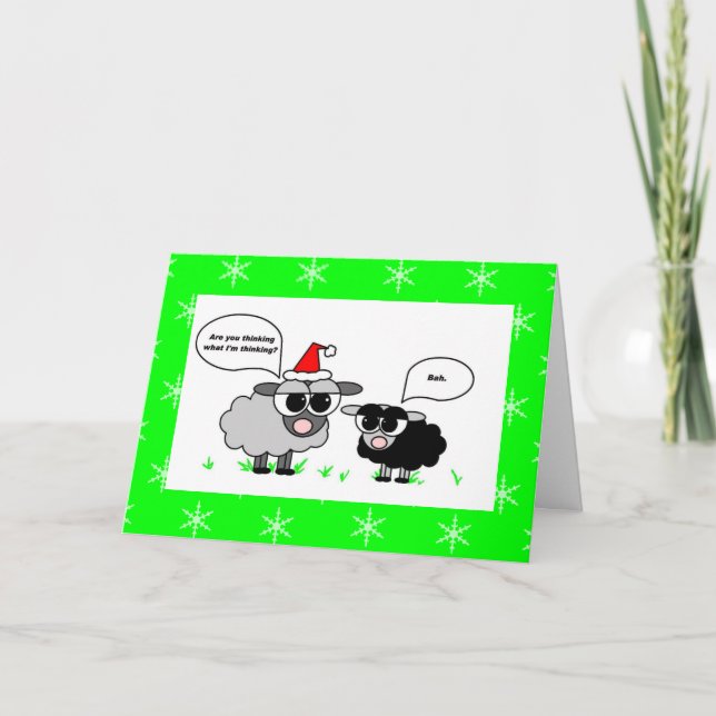 Bah Humbug / Merry Christmas Sheep Holiday Card (Front)