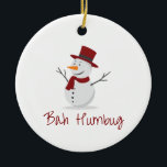 Bah Humbug -  Mischievous Snowman  - Christmas Ceramic Ornament<br><div class="desc">This design features a Mischievous Snowman with the words,  bah humbug. This Christmas gift features a This fun Christmas design is perfect for celebrating the holiday season. A great idea for unique holiday gifts,  funny Christmas gift,  or a gag for a holiday party.</div>