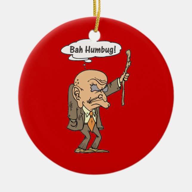 Bah Humbug Old Man Ceramic Ornament (Front)