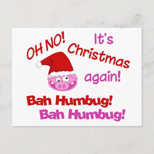 BAH HUMBUG Pig postcard (Front)