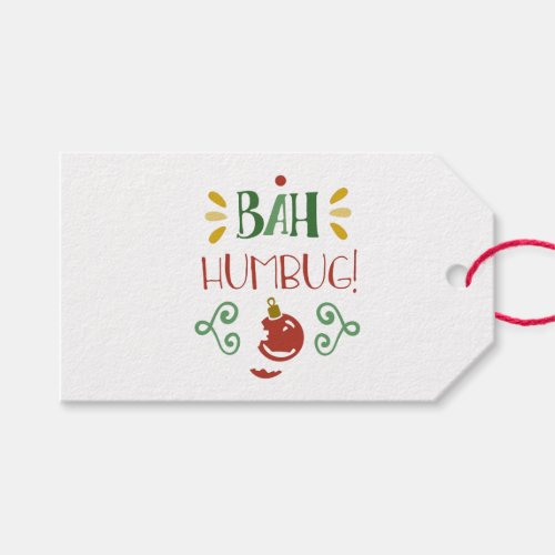 Bah Humbug Red Green and Yellow Humorous Gift Tags