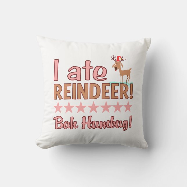 Bah Humbug Reindeer custom pillow (Front)