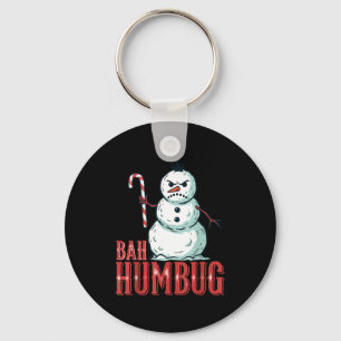 Bah Humbug Santa Hat Angry Snowman Sarcastic Chris Keychain