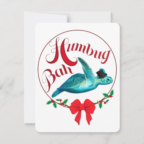 Bah Humbug Scrooge Christmas Turtle Holiday Card