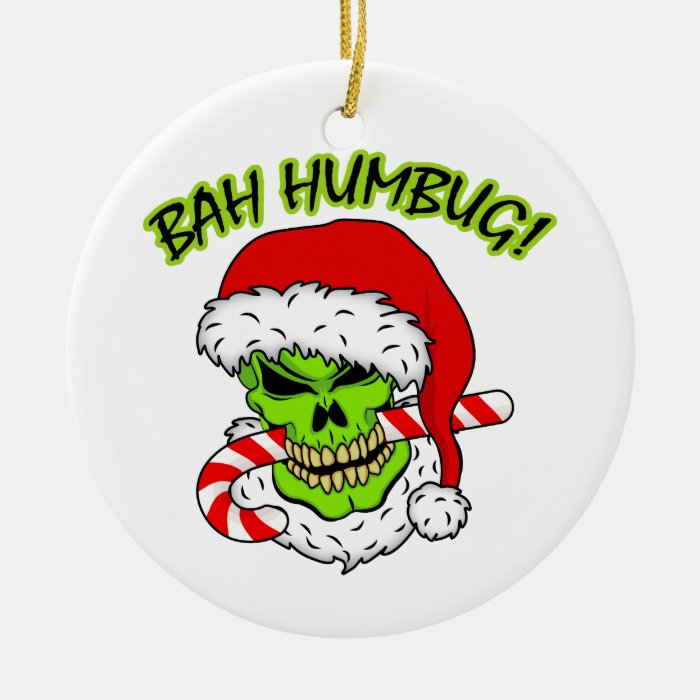 Bah Humbug Skull Christmas Ornament