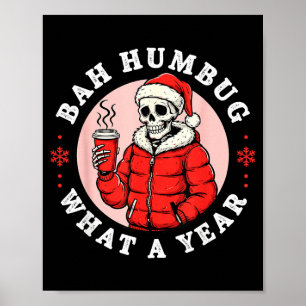 Bah Humbug Skull Hat Santa's Candy Christmas Pajam Poster