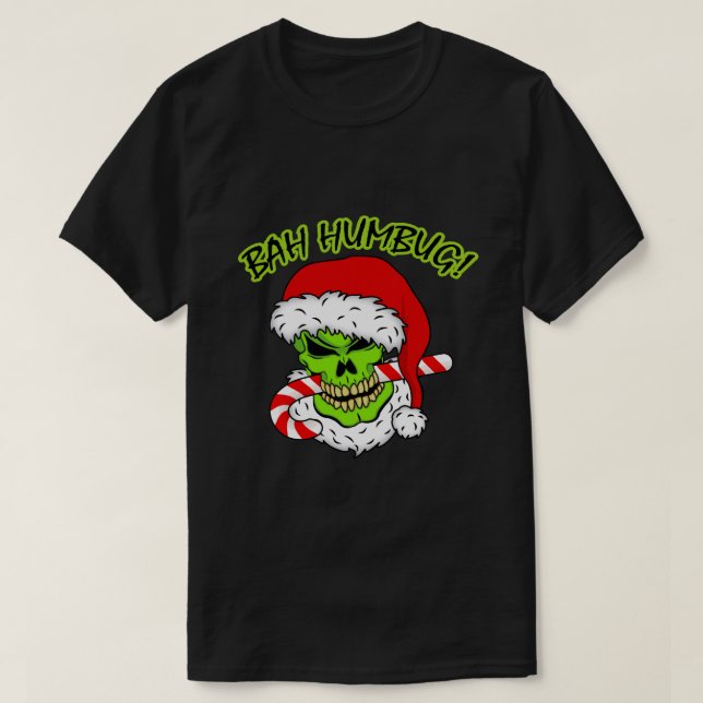 Bah Humbug Skull T-Shirt (Design Front)