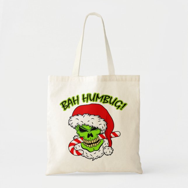 Bah Humbug Skull Tote Bag (Front)