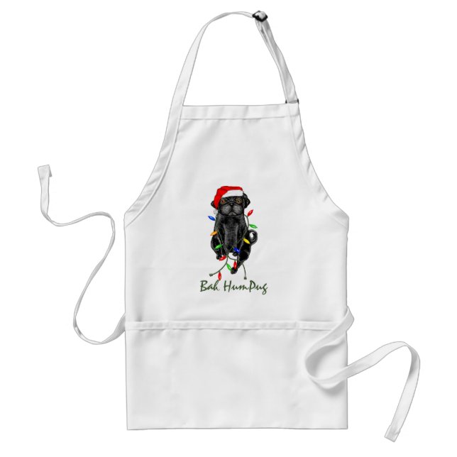 Bah HumPug Black Pug Adult Apron (Front)