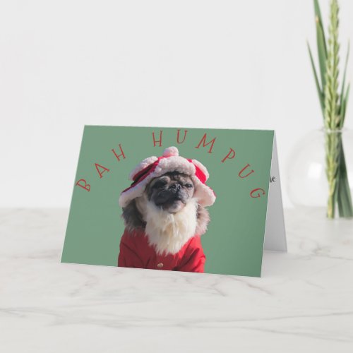 Bah Humpug Funny Pug Santa Claus Holiday Card