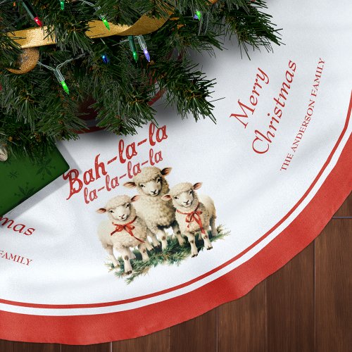 Bah La La Cute Retro Christmas Sheep Brushed Polyester Tree Skirt