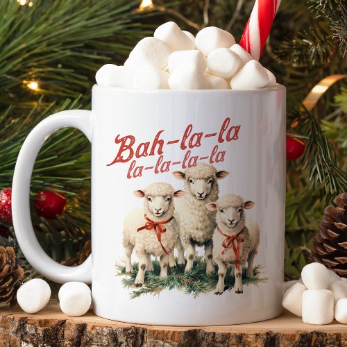 Bah La La Cute Retro Christmas Sheep Coffee Mug
