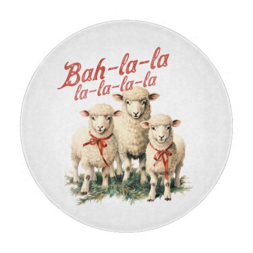 Bah La La Cute Retro Christmas Sheep Cutting Board