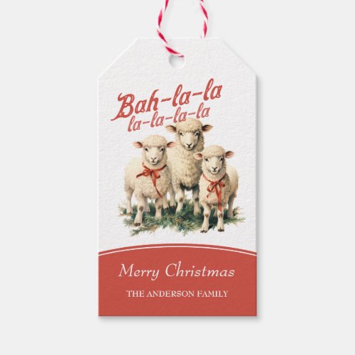 Bah La La Cute Retro Christmas Sheep Gift Tags