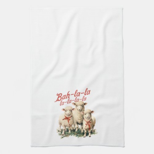 Bah La La Cute Retro Christmas Sheep Kitchen Towel