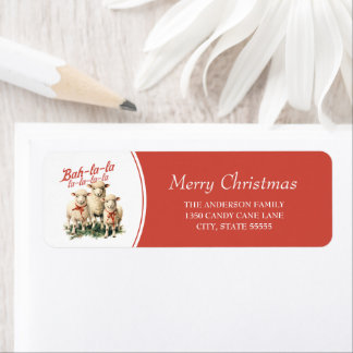 Bah La La Cute Retro Christmas Sheep Label
