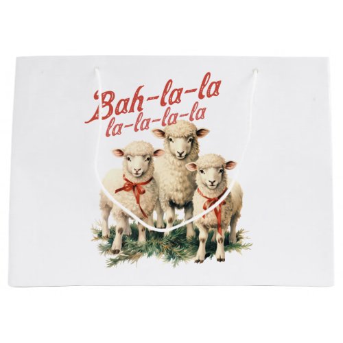 Bah La La Cute Retro Christmas Sheep Large Gift Bag