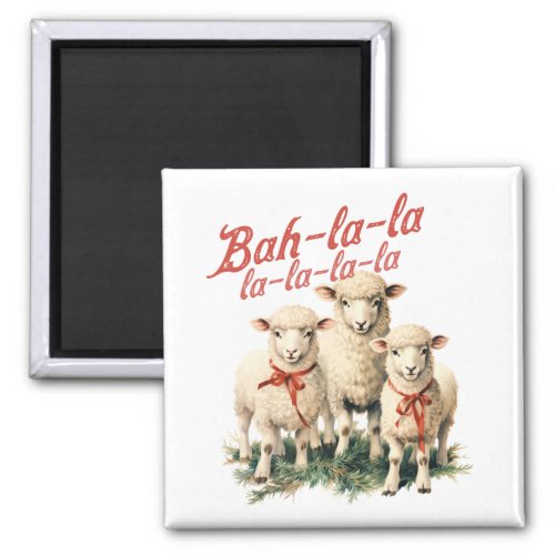Bah La La Cute Retro Christmas Sheep Magnet