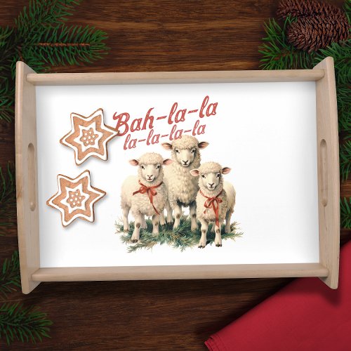 Bah La La Cute Retro Christmas Sheep Serving Tray